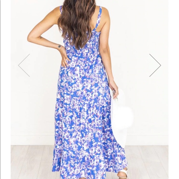 Pink Lily Endless Hope Blue Floral Smocked Bust Maxi Dress - Picture 2 of 3